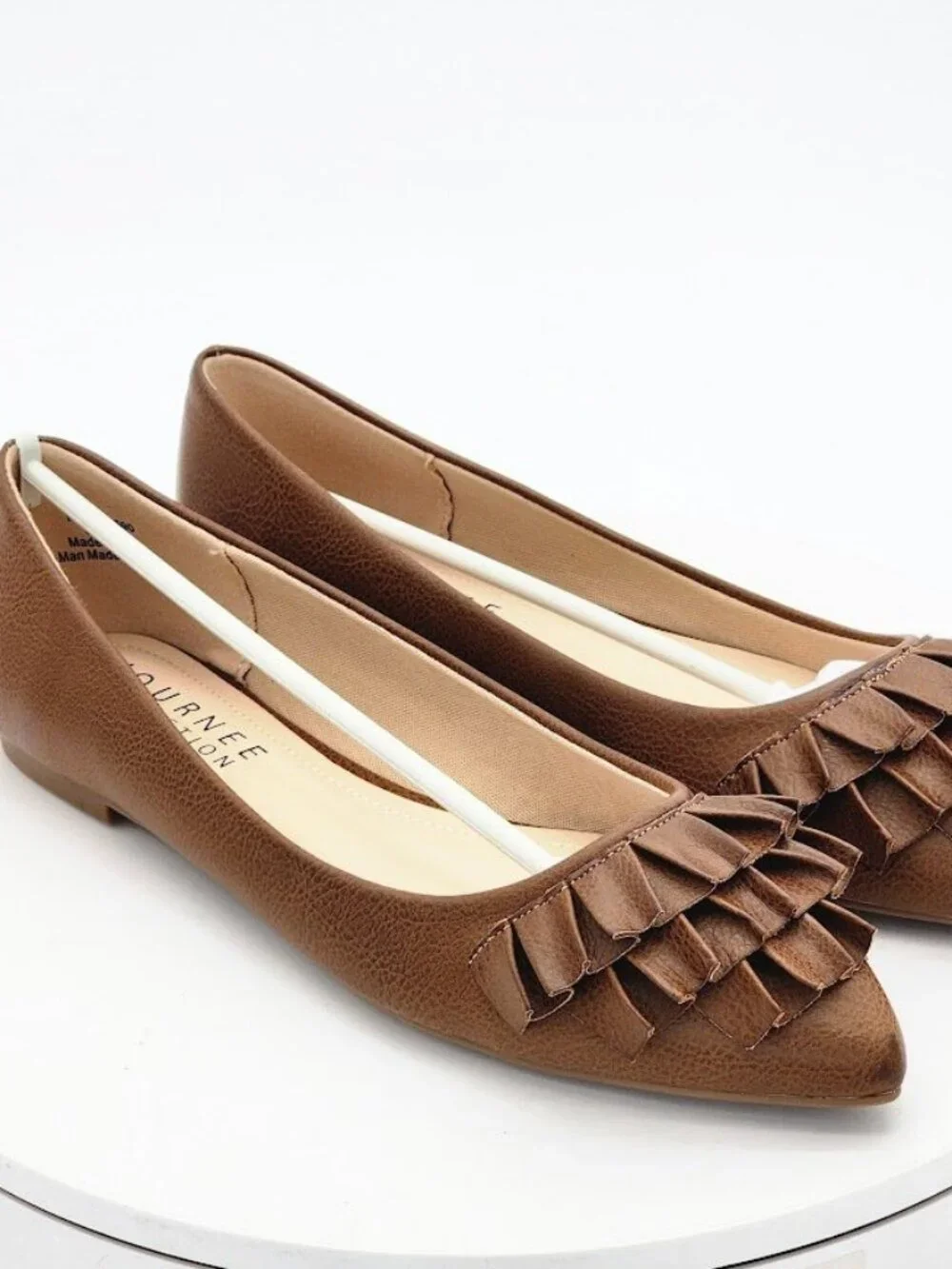 Journee Collection Judy Tan Ruffle Pointed Toe Flats Women's Size 8.5